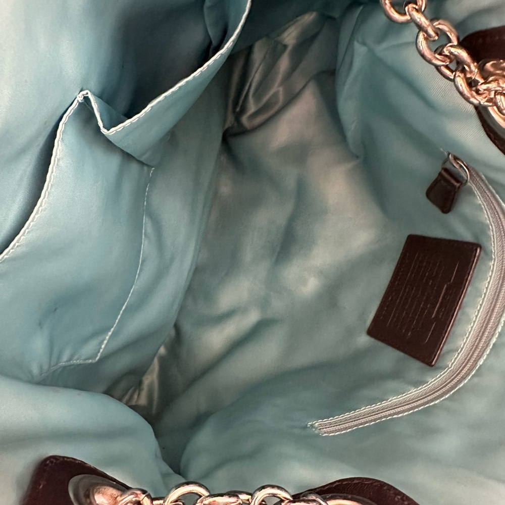 Coach Black Shoulder Bag with Silver Chain - Picture 9 of 16